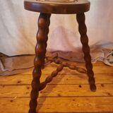Turned wood tripod stool