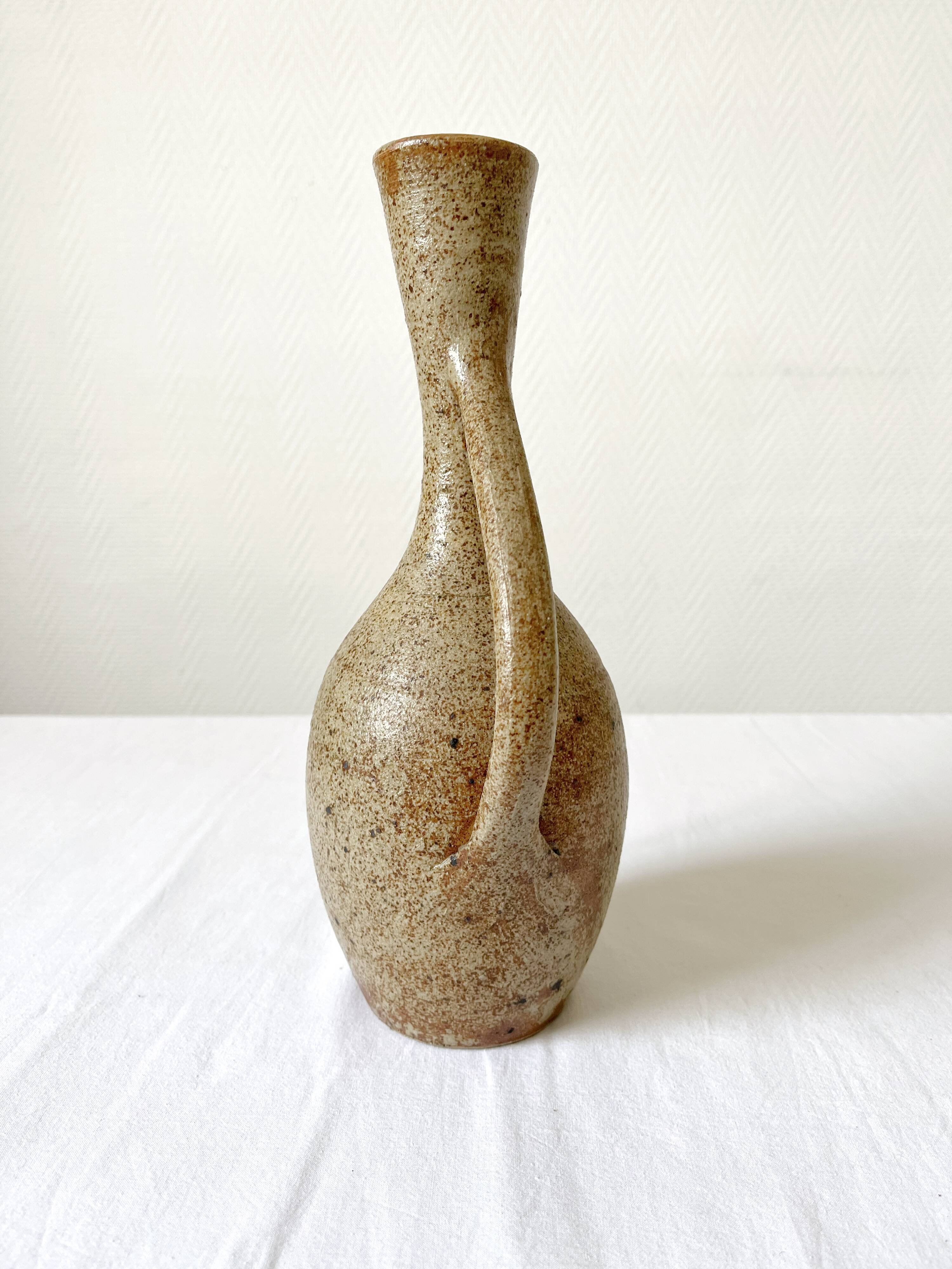 Vase carafe en grès pyrité vintage