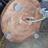 Bronze boat lamp on wooden base