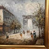 Oil painting on canvas: the Porte Saint Martin Paris 20th century