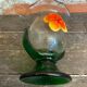 Vintage Murano Glass Vase with Orange and Yellow Flower Decoration, Italy