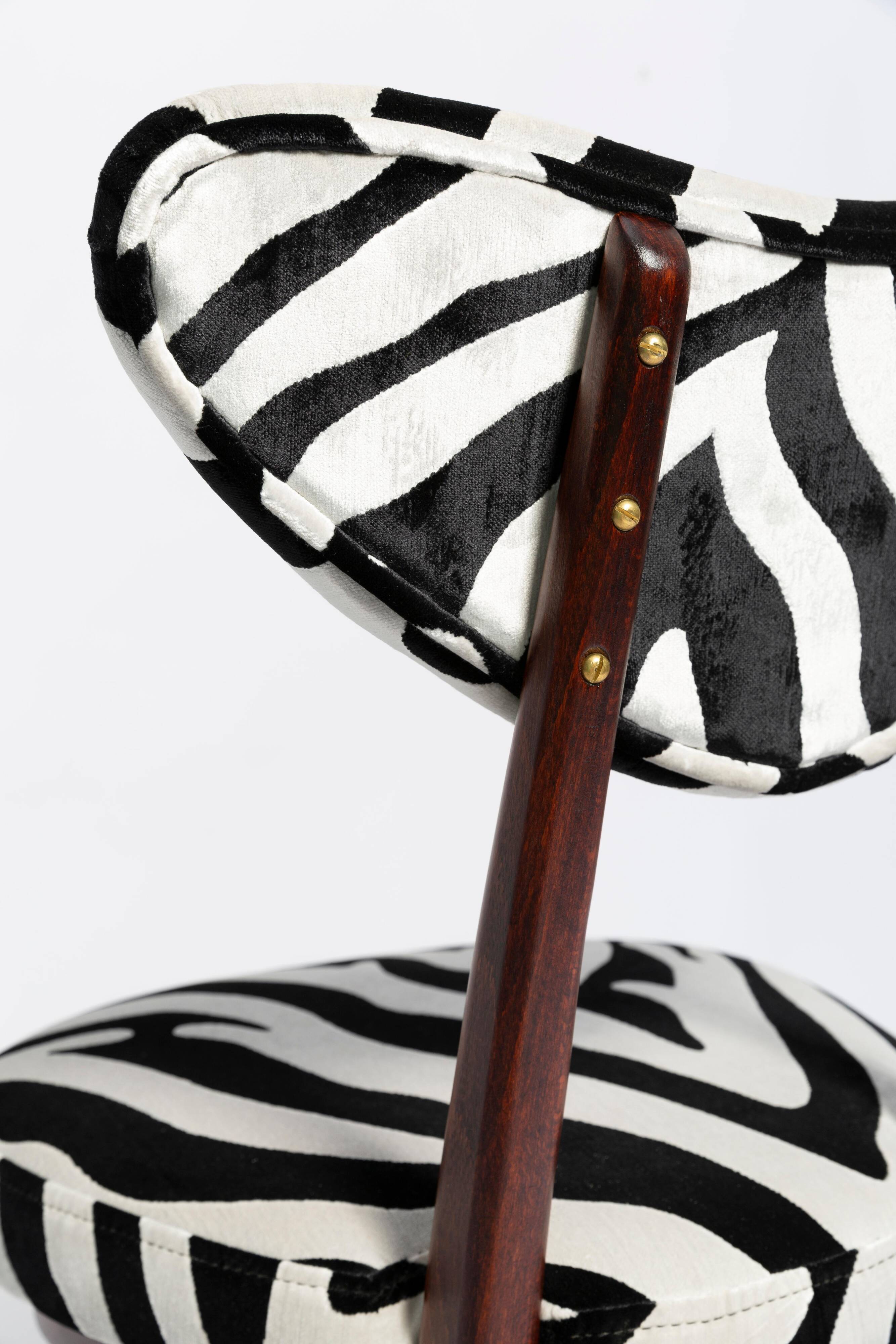 Heart-shaped chair with black and white zebra pattern, Poland, 1960s
