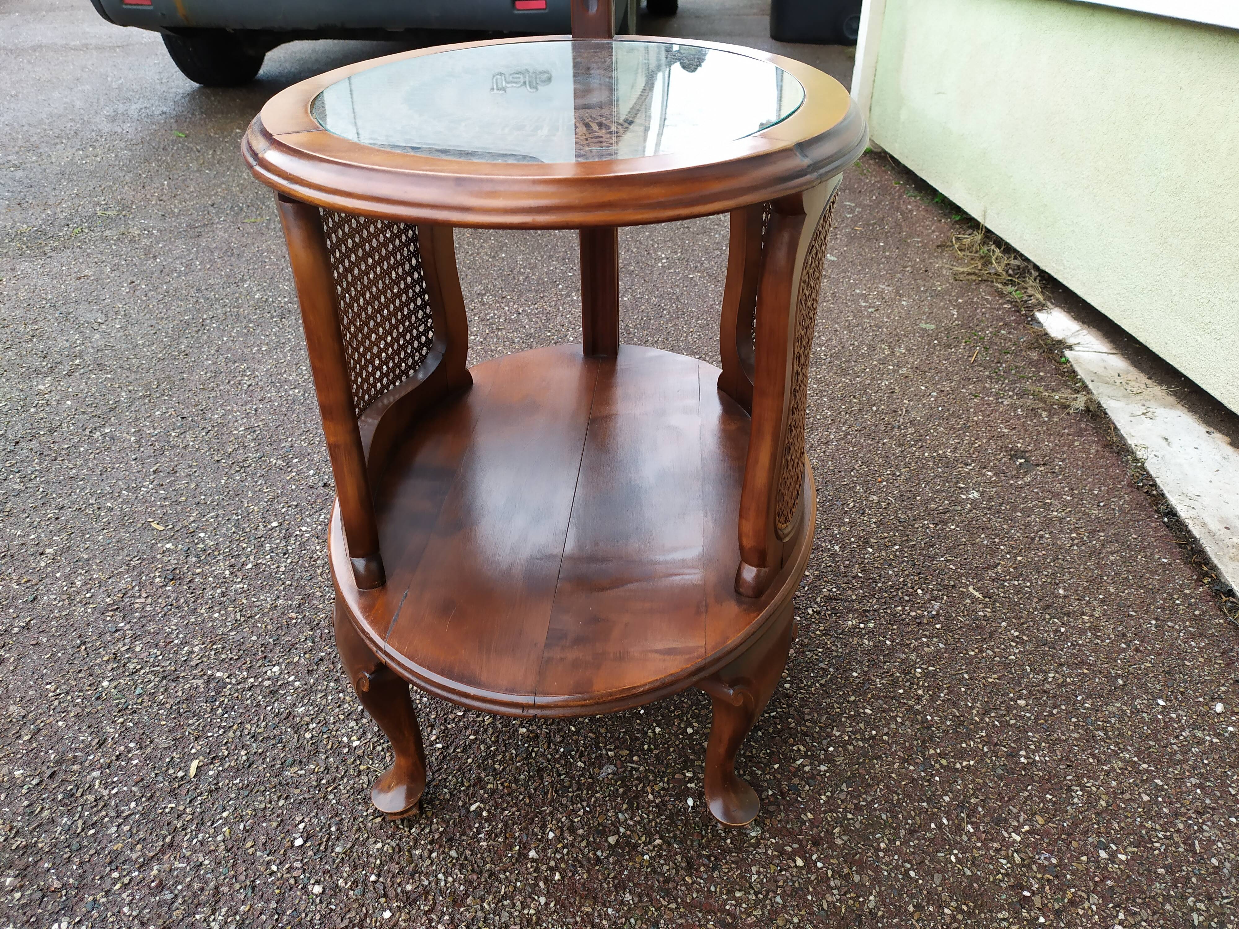 Floor lamp - wood - cane - glass