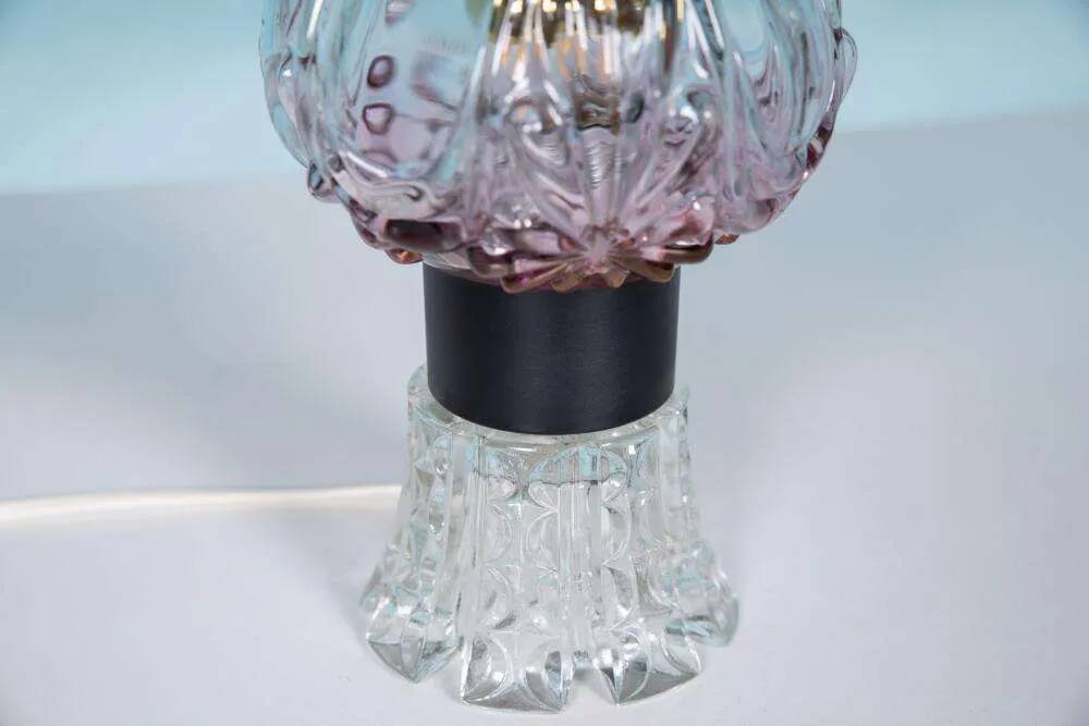 Vintage table lamp in Swedish coloured glass, glass table lamp.