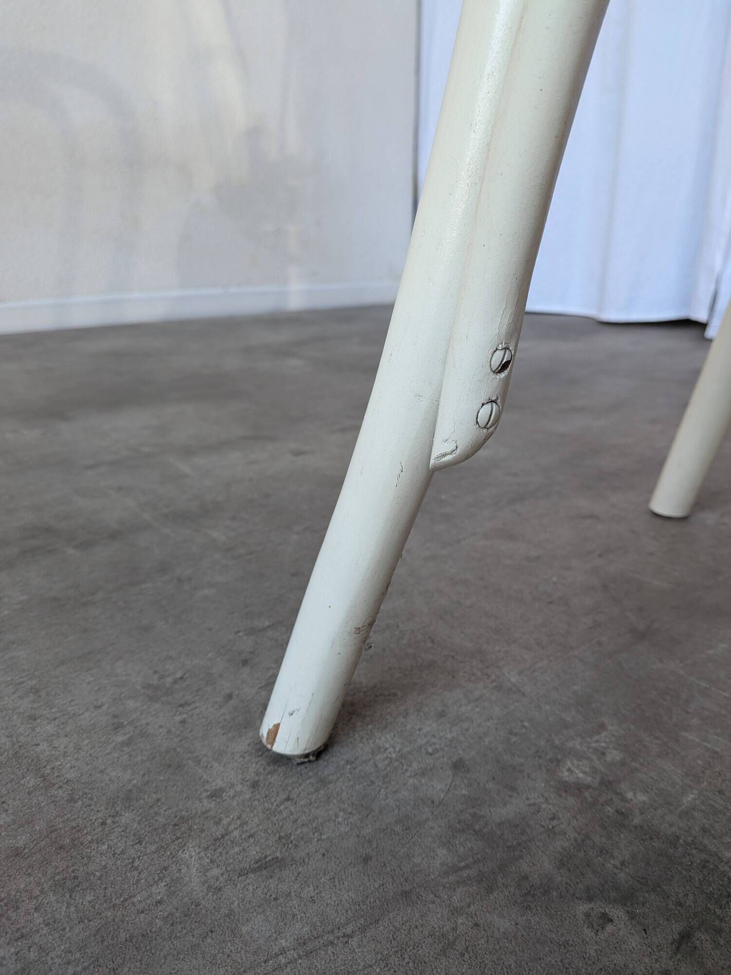 Vintage Thonet Style Dining Chair: White Beech Bentwood Cane Seat