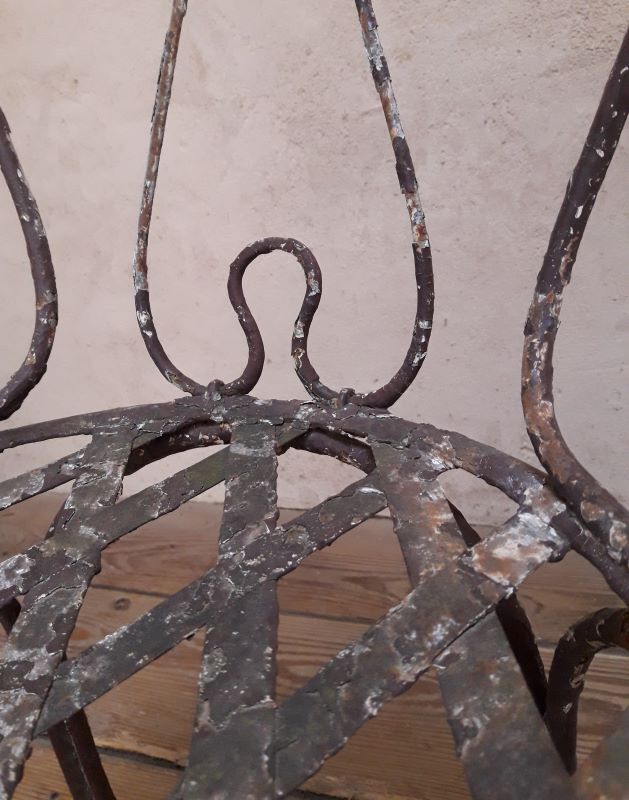 Xix° wrought iron garden chair