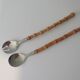 Bamboo and stainless steel salad cutlery, 1960 Japan