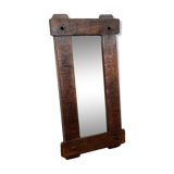 Vintage brutalist mirror in solid wood 28x52cm