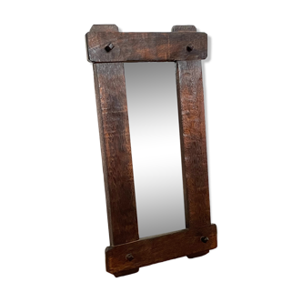 Vintage brutalist mirror in solid wood 28x52cm