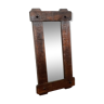 Vintage brutalist mirror in solid wood 28x52cm