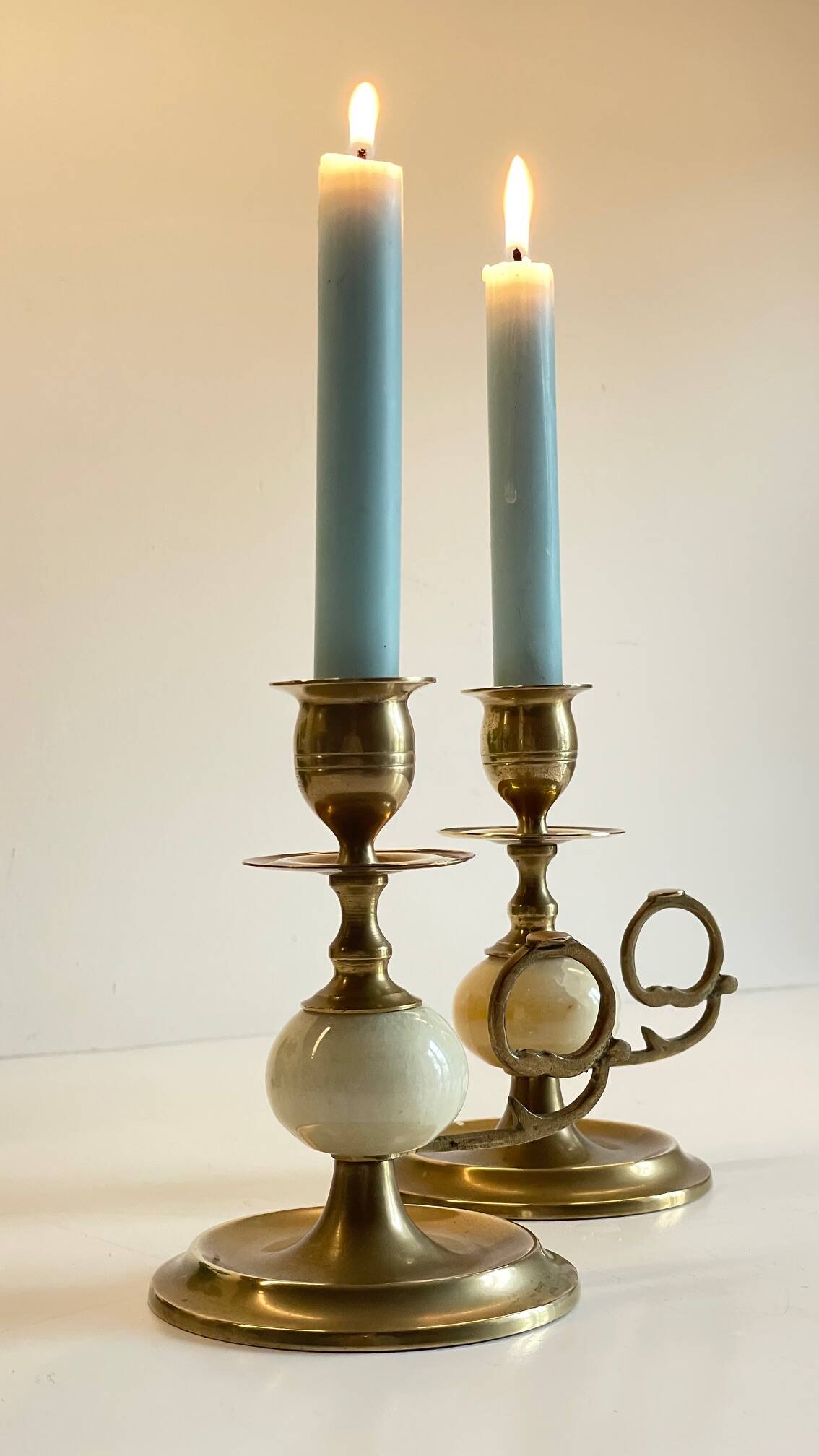 BOUGEOIRS Vintage Onyx Marble and Brass