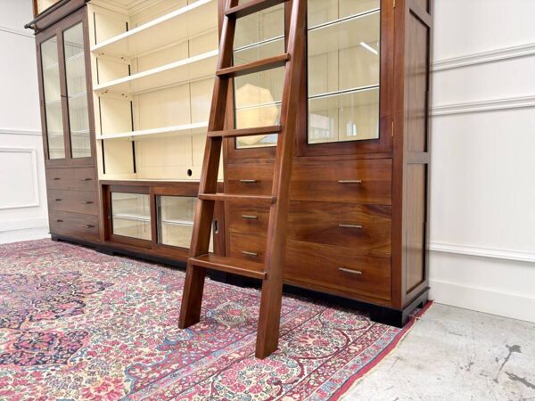Grande bibliothèque en bois Art Déco anglais classique