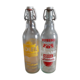 2 bottles of vintage lemonade from the 50s in glass