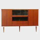 Vintage mid century high quality Danish design highboard buffet cabinet made of teak, 1960s