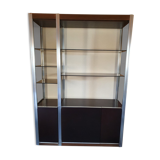 Ligne Roset Wengé bookcase and 80's smoked glass