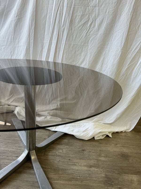 Table basse en verre fumé 70s