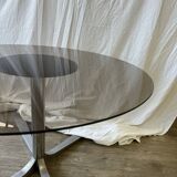 Table basse en verre fumé 70s