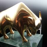 Pair of greenhouse book in bronze and marble "bear and bull"