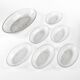 Set of dessert plates Krople Rosy, transparent glass, design by J. Drost, Ząbkowice, Poland, 1970s