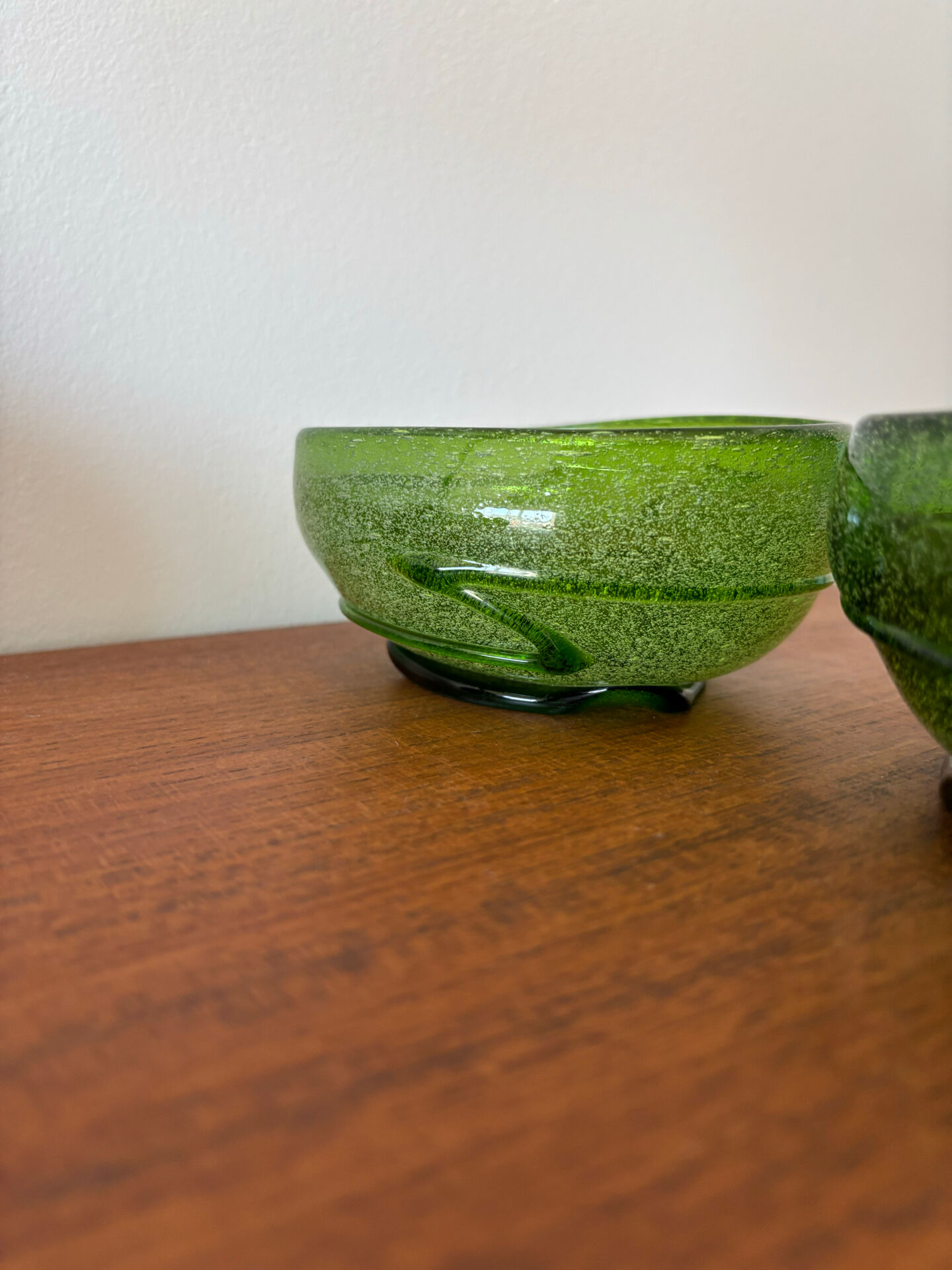 Lot de 2 coupelles en verre soufflé vert vintage Coupelles artisanales