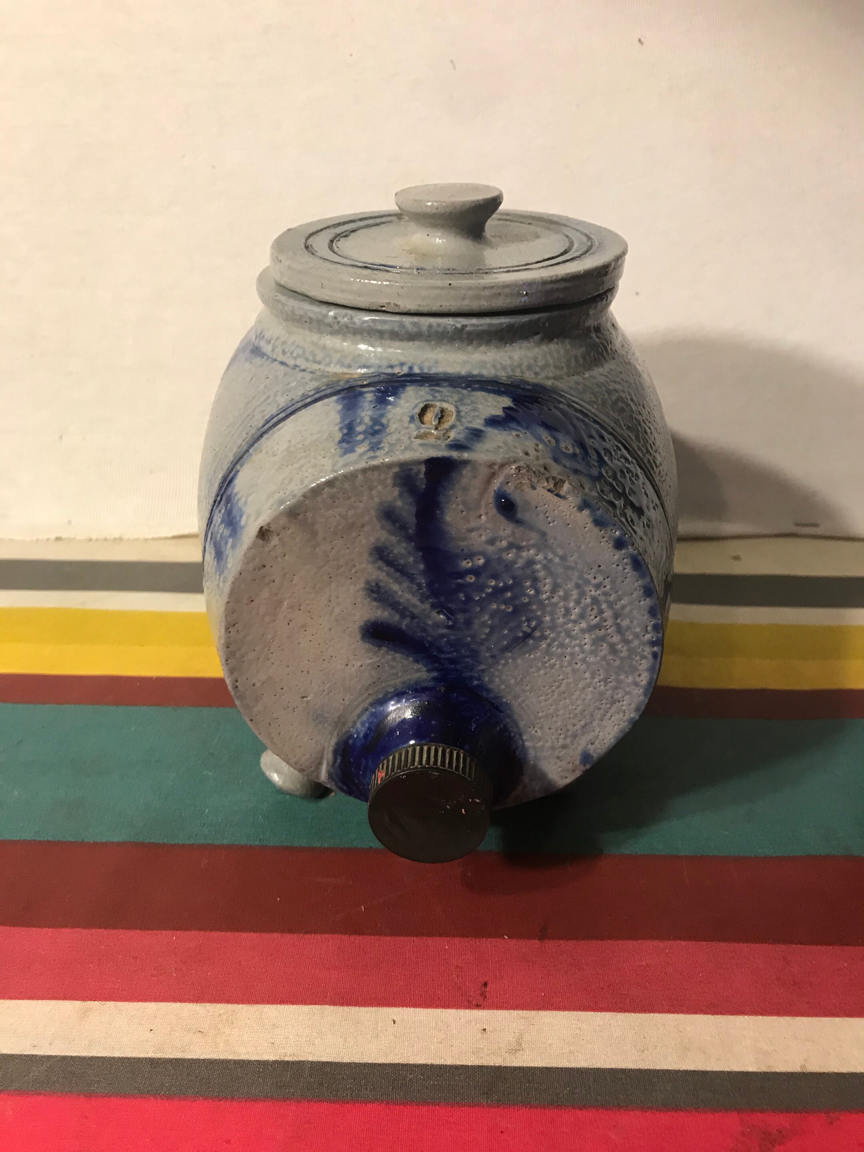 Lot 5 old blue sandstone 3 pots - carafe - vintage decoration tonneau