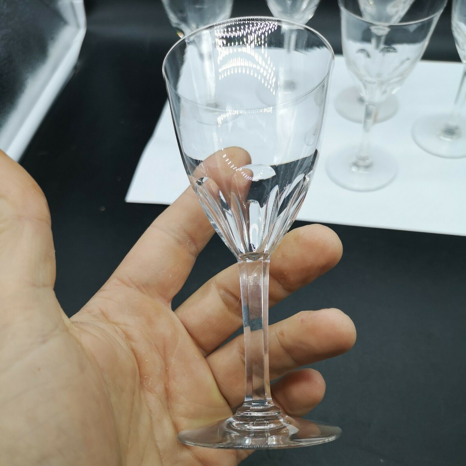 Series of 6 white wine glasses signed Baccarat model Zurich