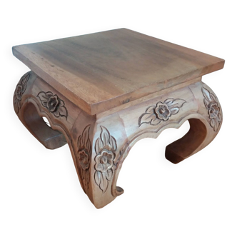 Table basse porte plante bout de canapé bois sculpté indonésie