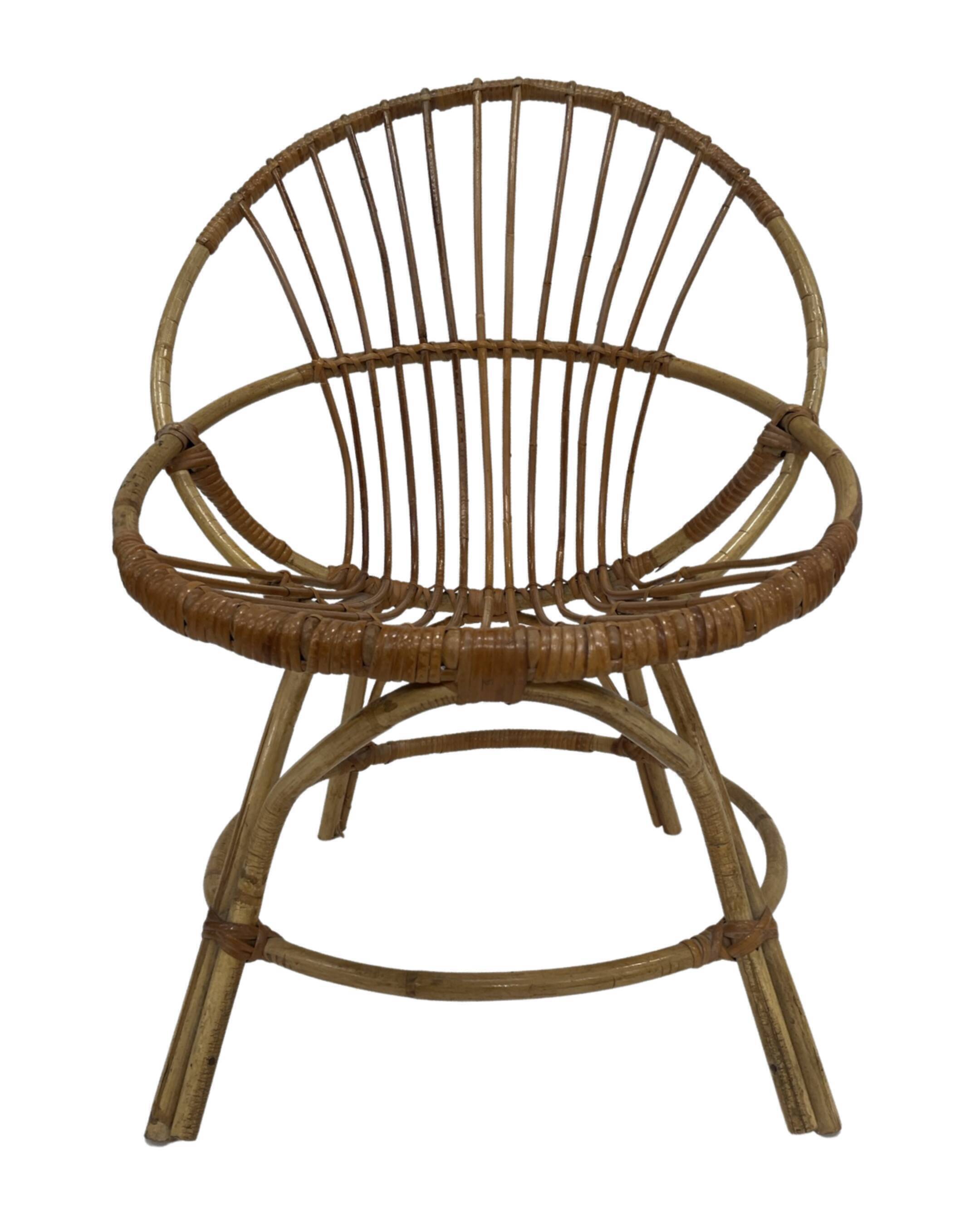 Vintage rattan chair by Dirk van Sliedregt Rohe Noordwolde 1960 in the Netherlands