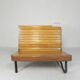 Banc de train en teck double face, années 1930