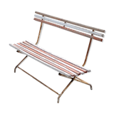 Garden bench with folding wooden slats base tubes from the 50s