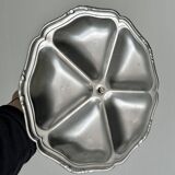 Round compartmented dish in polished stainless steel