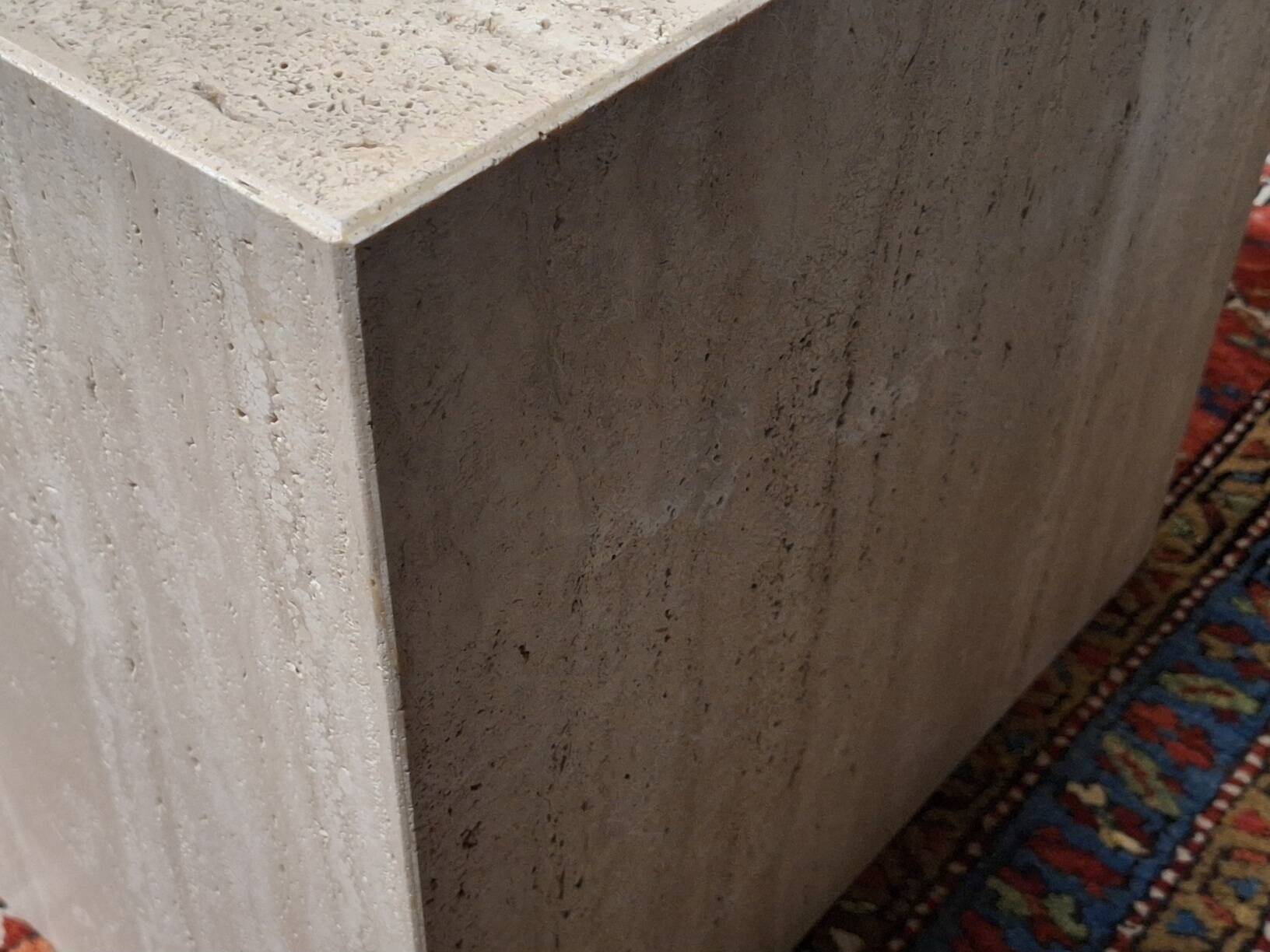 Italian veined travertine coffee table or pedestal