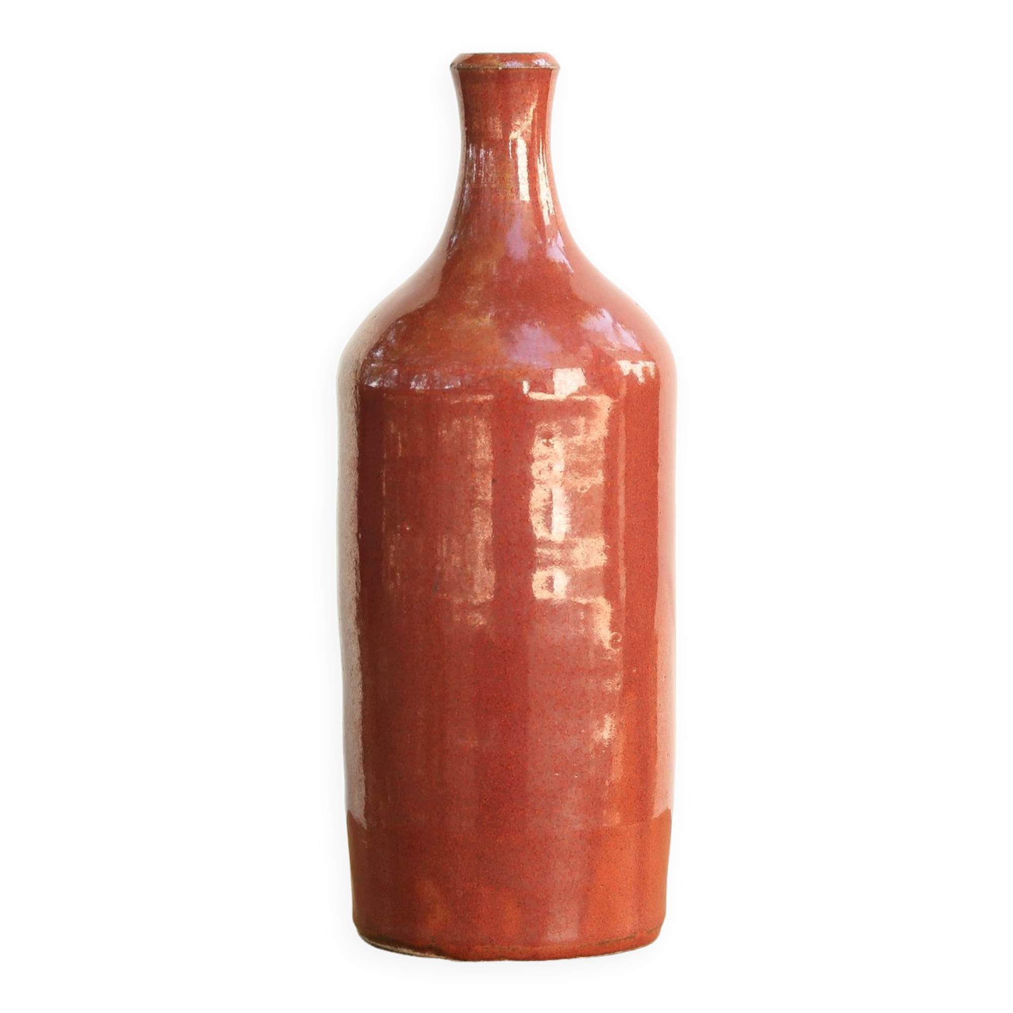 Coral ceramic bottle vase, 70s