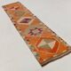 Soft Orange Vintage Wool Runner Rug For Kitchen, 74x307 Cm