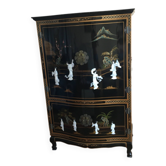 Black lacquered Chinese furniture with mother-of-pearl