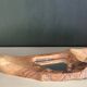 Brutalist mirror made of olive wood