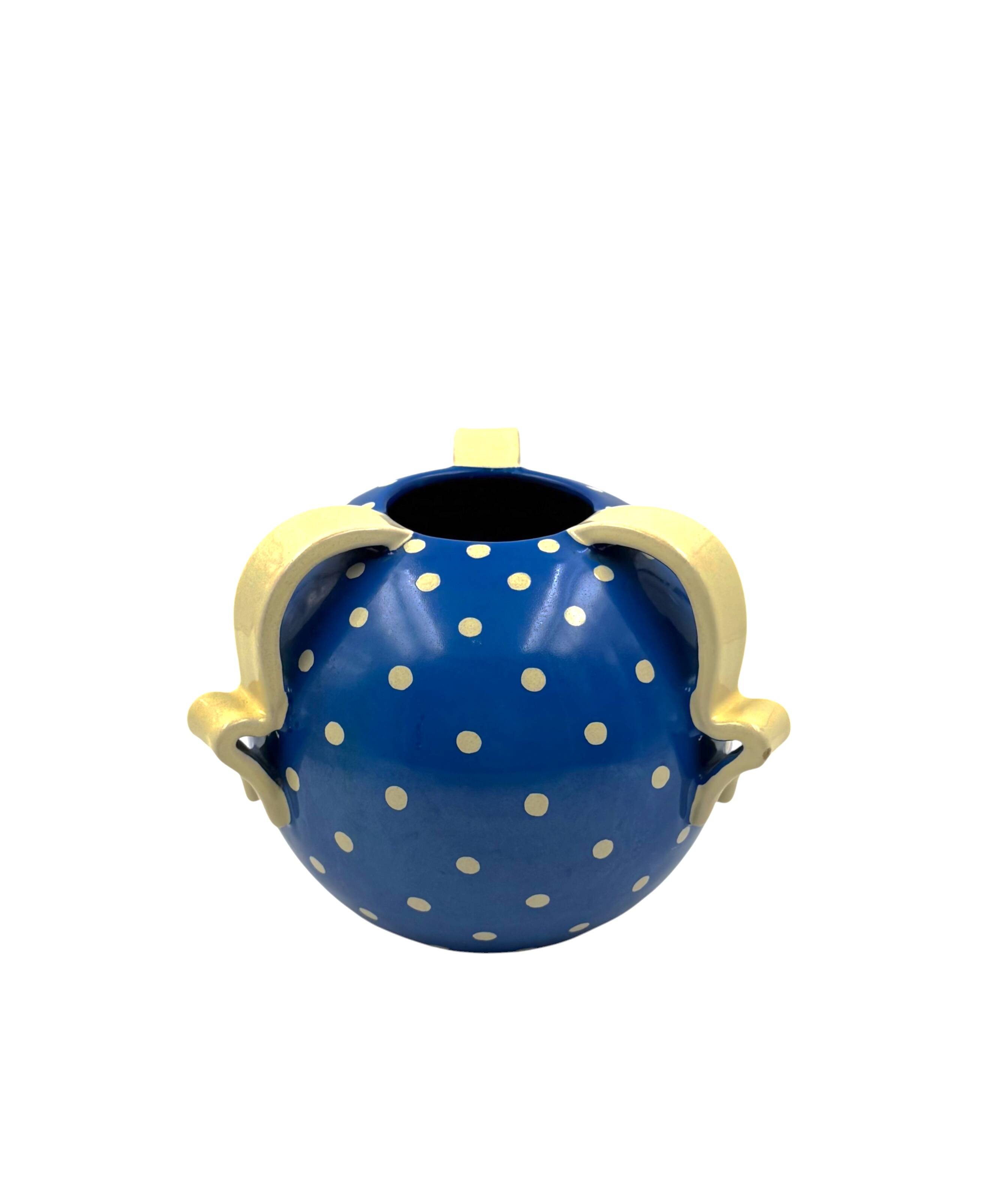 Art Deco blue ceramic vase, Rometti, Umbertide Italy 1930s