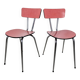 Paire de chaises formica rouge & pieds chromés