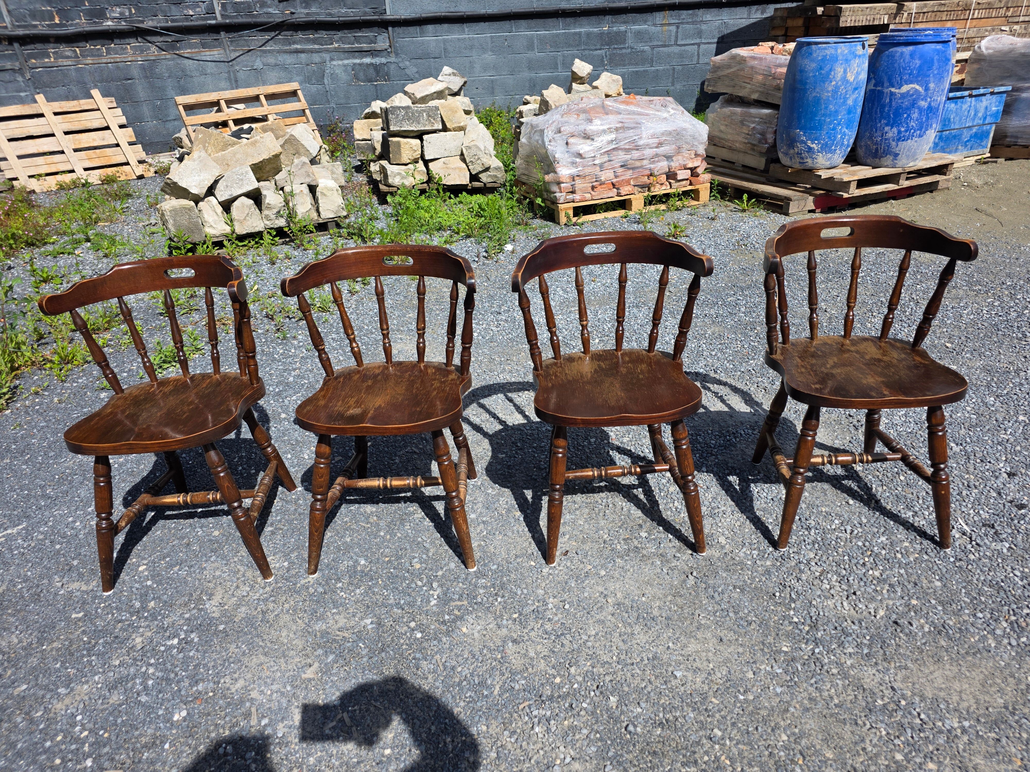 4 fauteuils bistrot style western en hêtre