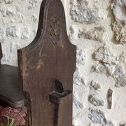 Small brutalist wooden bench