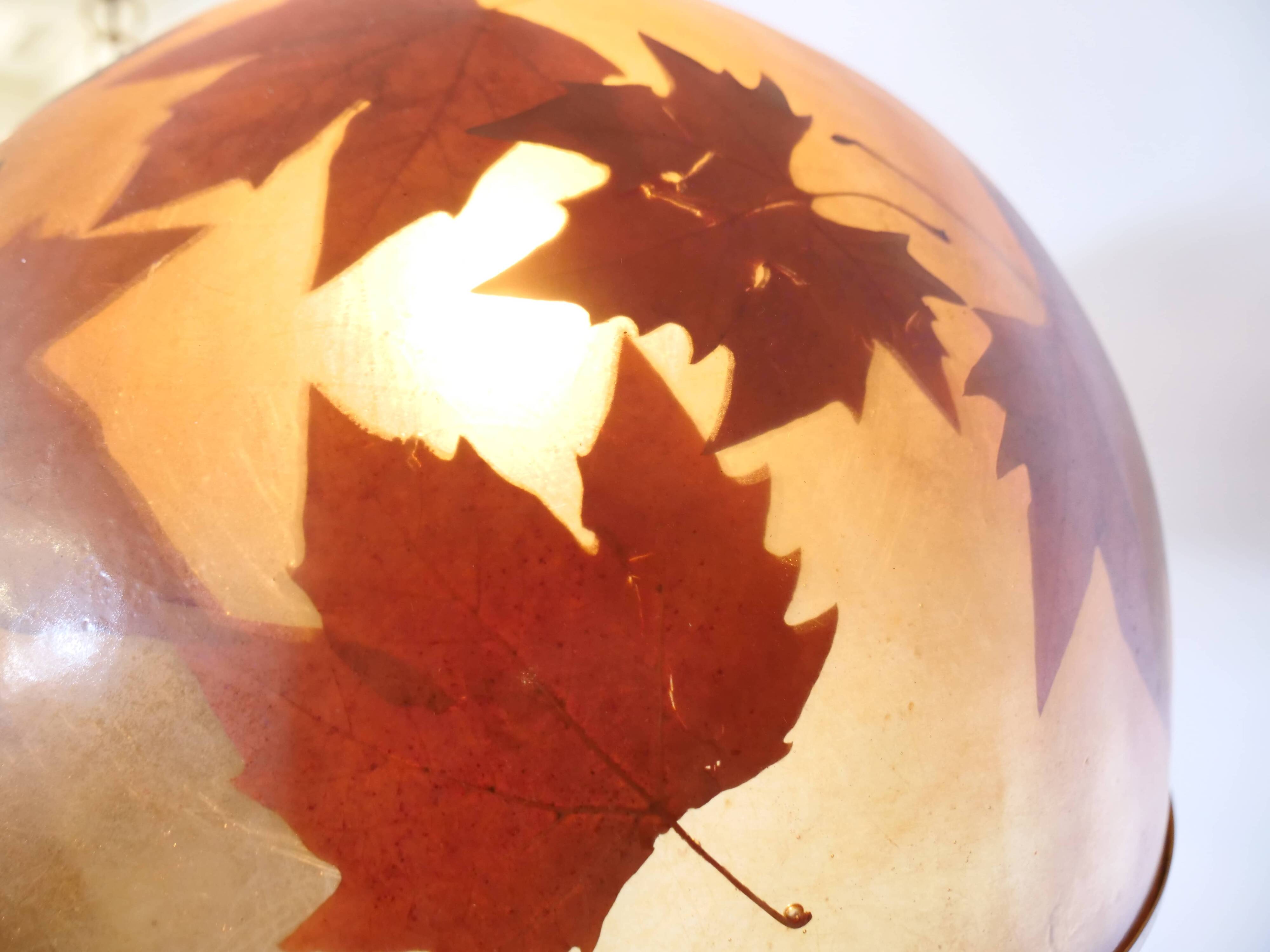 Italian design hanging lamps resin and leaves, 1970s 1980s