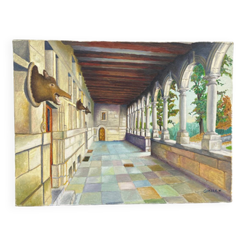 Old oil painting on canvas