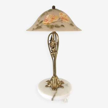 Art deco lamp glass paste and brass