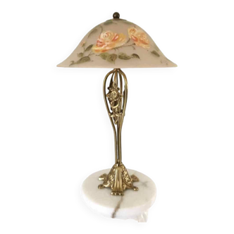 Art deco lamp glass paste and brass