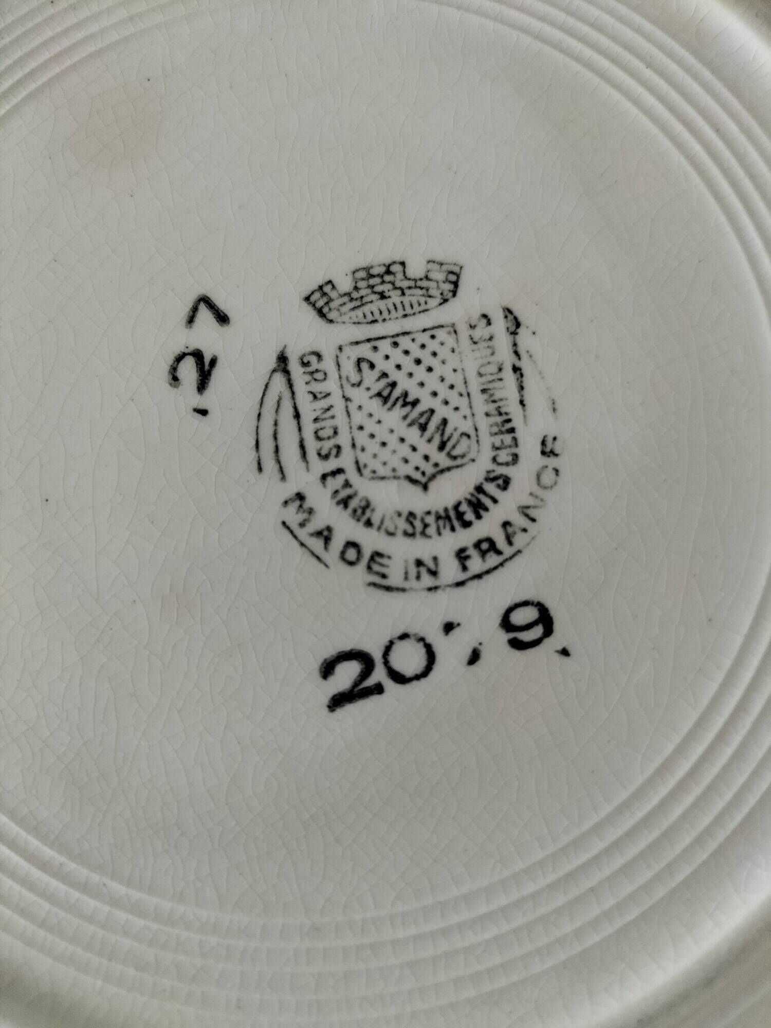Mix of 10 ironstone plates, HBCM Agnès decoration - St Amand decoration 2070