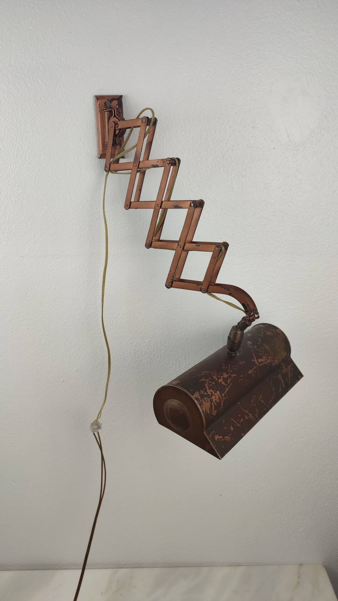 Vintage Industrial Scissor Arm Wall Lamp, Metal Pantograph Light