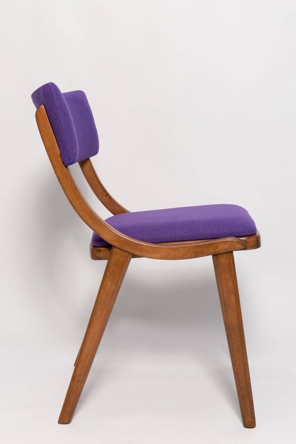 Chaise Bumerang Mid-Century Moderne, Laine Violet Pourpre, Pologne, années 1960