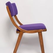 Mid-Century Modern Bumerang Chair, Purple Wool, Poland, 1960s