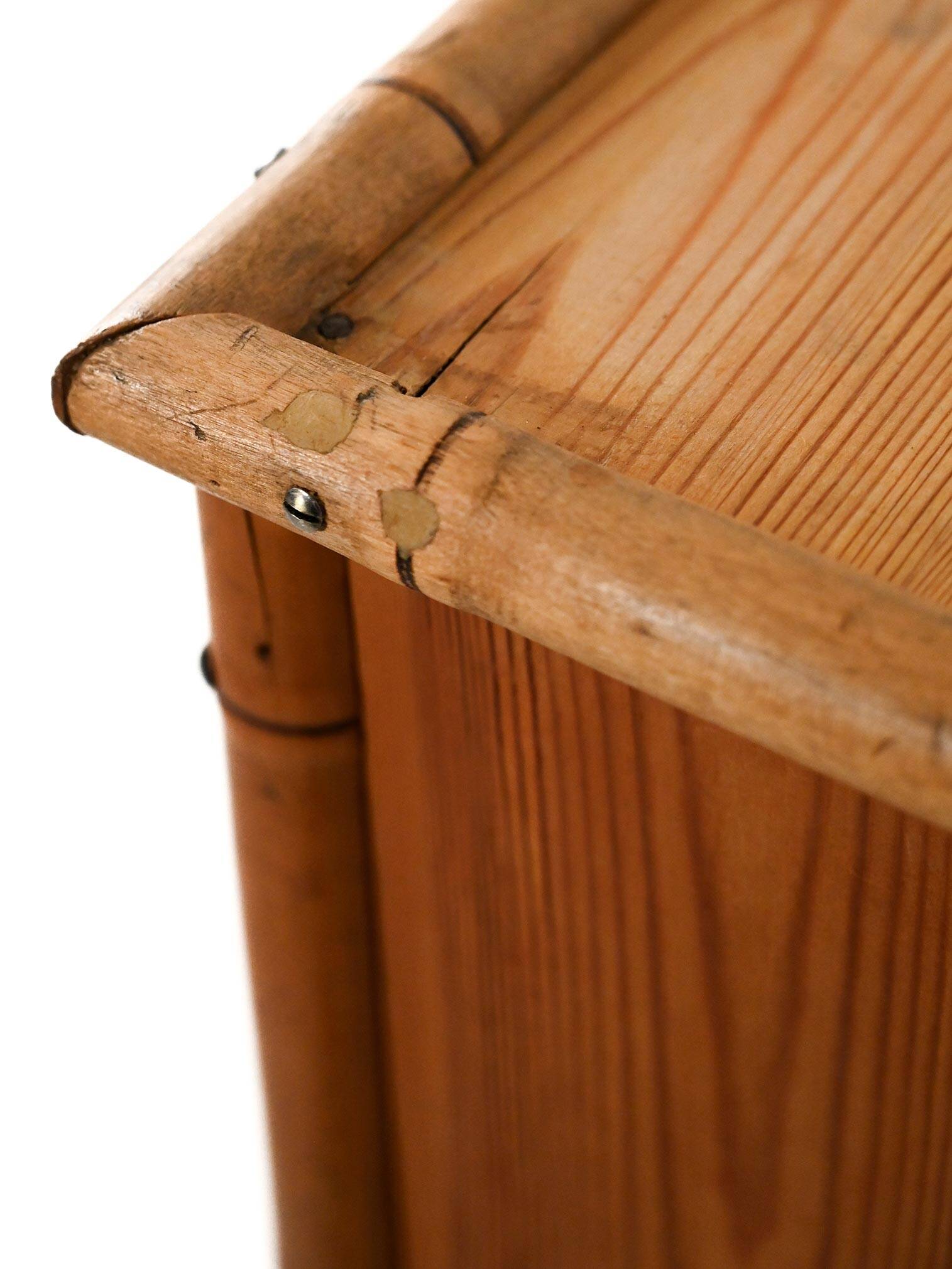 Scandinavian Colonial-Style Chest of Drawers in Pine and Bamboo