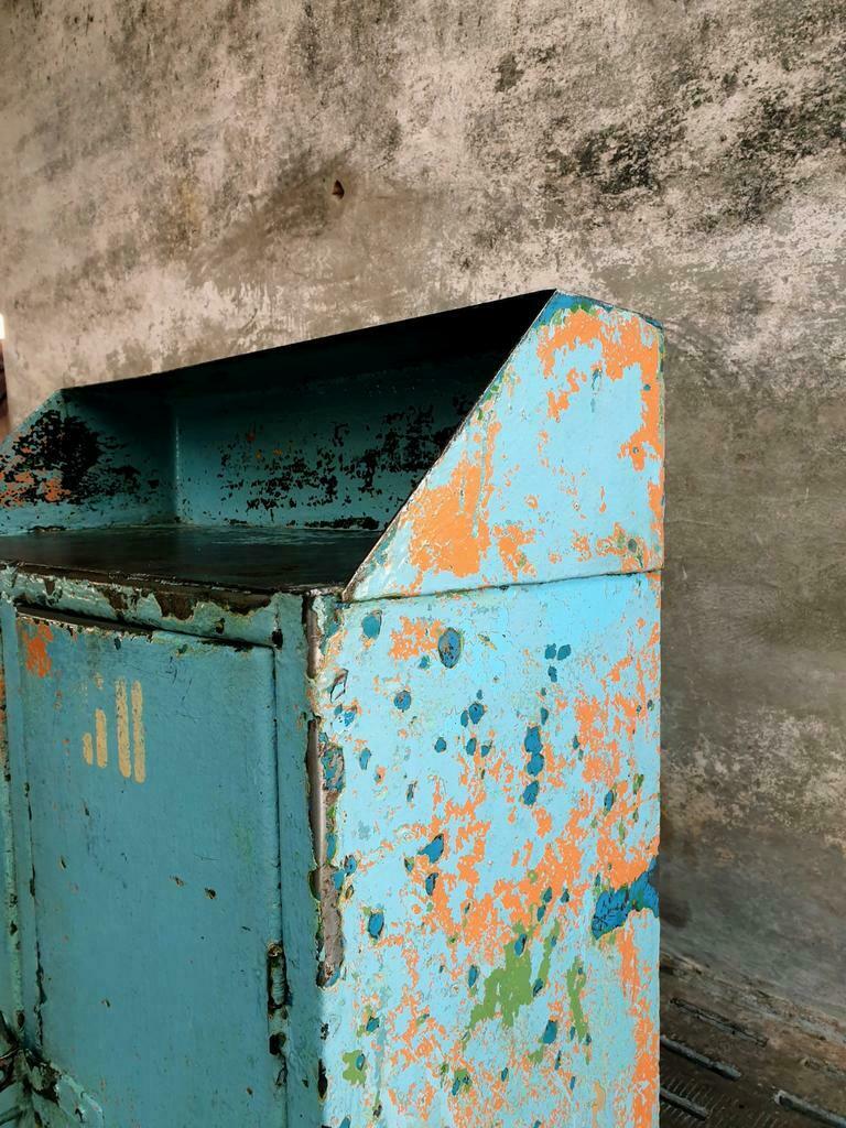 Old cabinet iron sideboard blue